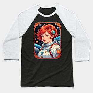 Astro Girl Astronaut female retro vintage 80s comic design Baseball T-Shirt